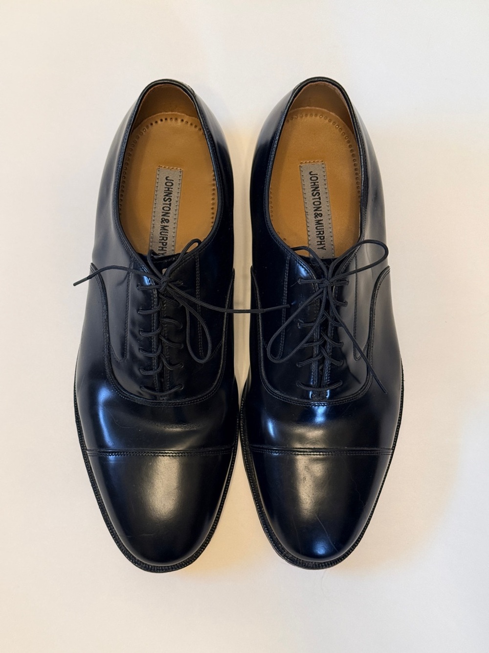 Johnston & Murphy Melton Men’s 10.5 3E Black Leather Cap Toe Oxford Shoes